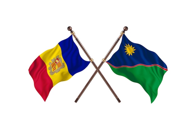 Andorra versus Namibië twee landen vlaggen achtergrond