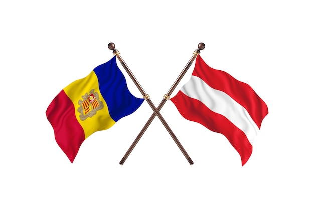 Andorra versus Oostenrijk twee landen vlaggen achtergrond