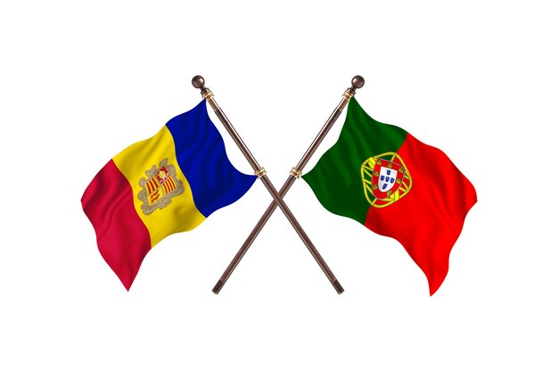 Andorra versus Portugal Two Countries Flags Background