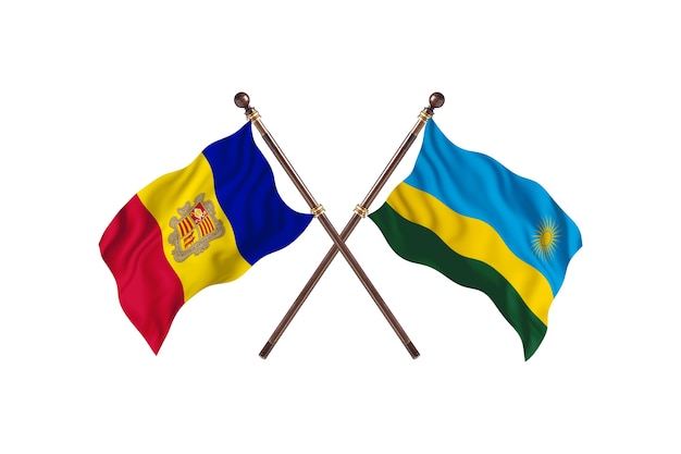 Andorra versus Rwanda Two Countries Flags Background