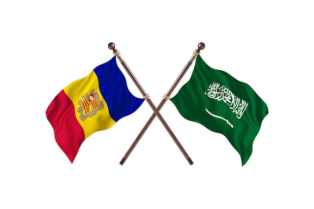 Andorra versus Saudi Arabia Two Countries Flags Background