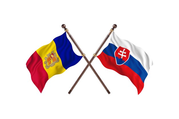 Andorra versus Slovakia Two Countries Flags Background