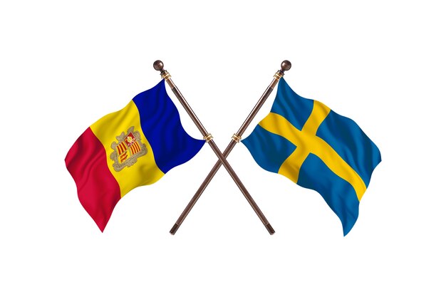 Andorra versus Sweden Two Countries Flags Background