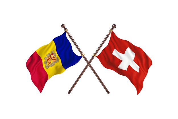 Andorra versus Switzerland Two Countries Flags Background