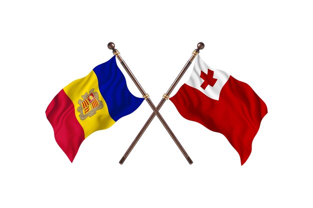 Andorra versus Tonga Two Countries Flags Background