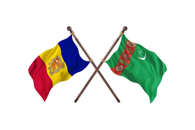 Andorra versus Turkmenistan twee landen vlaggen achtergrond