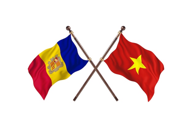 Andorra versus Vietnam Two Countries Flags Background