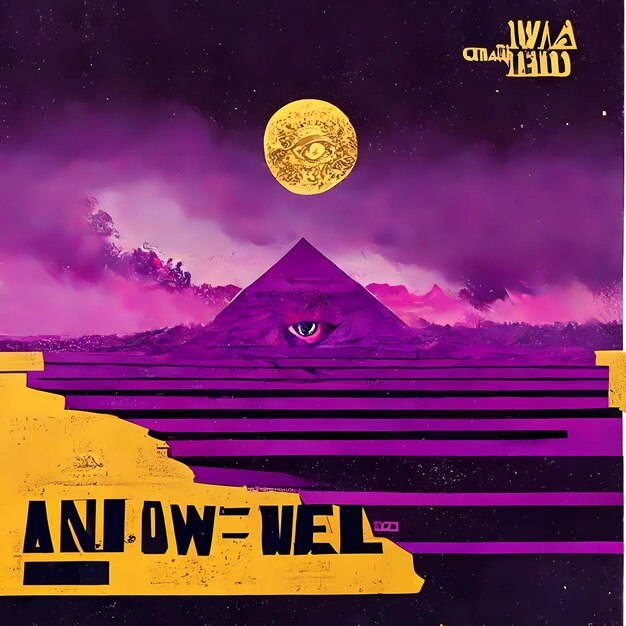 Photo andrewolf purple and yellow retro japanese art style album cover poster created using generative