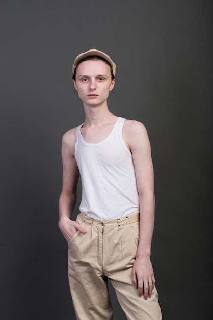 Androgynous beautiful young man