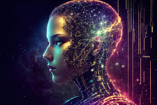Premium Photo | Android in matrix space Artificial intelligence in a ...