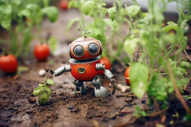 Android robot takes care of tomatoes