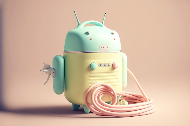 Android robot vacuums android in delicate pastel colors with accessories generative ai