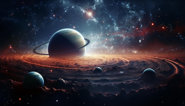 Andromeda-achtergrond Digitale melkweg in ruimteillustratie
