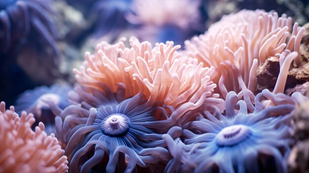 Anemone actinia texture underwater reef sea coral