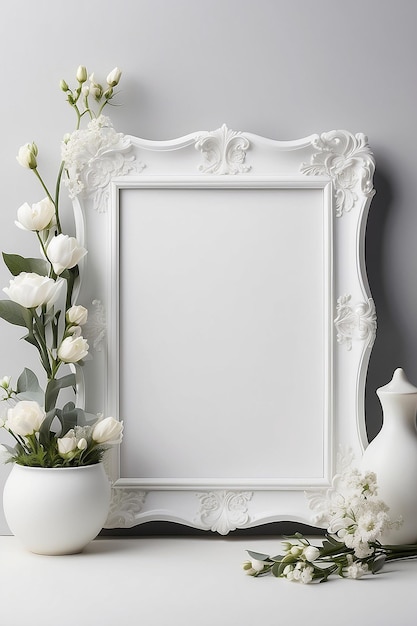 Anemone Allegro Artistry blank Frame Mockup met witte lege ruimte voor het plaatsen van uw ontwerp