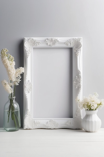 Anemone Allegro Artistry blank Frame Mockup with white empty space for placing your design