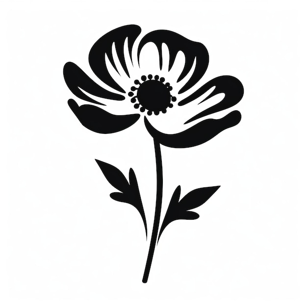 Photo anemone sticker flower silhouette classic tattoo motif with symbolic iconography