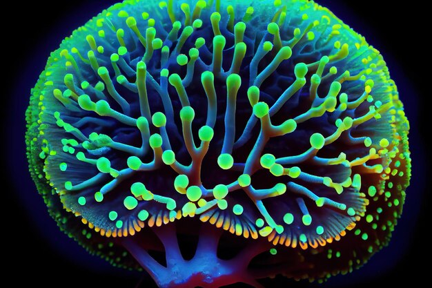 Anemones corals in a marine aquarium Generative Ai