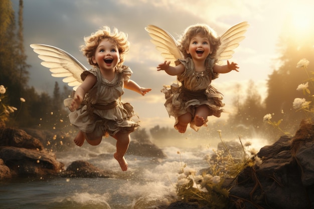 ангел арт купидон Милые дети чистота невинность крылья с перьями летать библия религия крещение бог новорожденный купидон доброта поздравления с днем рождения