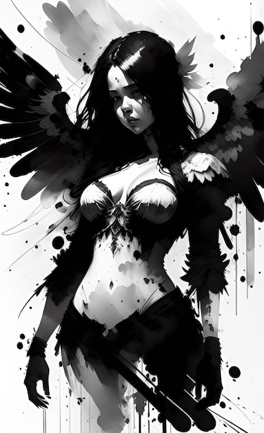 Angel black and white