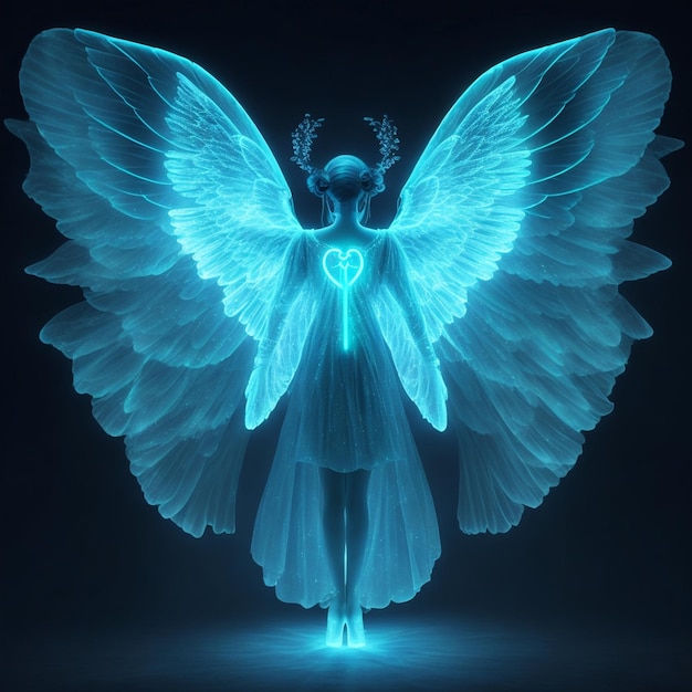 Photo angel centered with wings covering the body