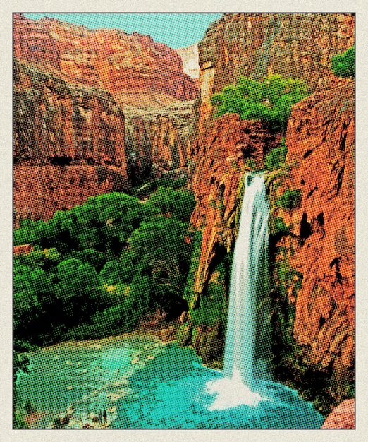 Photo angel falls retro travel poster