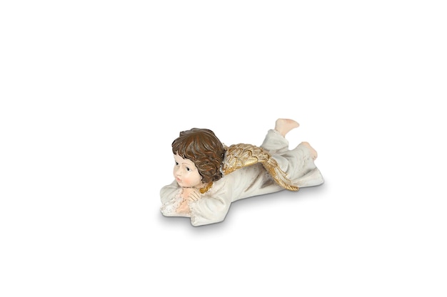 Photo angel figurine isolated on white background with clipping path clipping path included