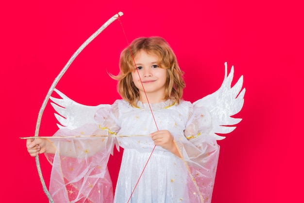 Angel kid shoots a love arrow from a bow on valentines day valentine angel little cupid child kid an