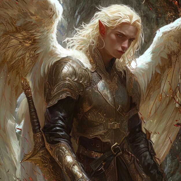 Angel magnificent illustration photos with big pair of wings and bright halo