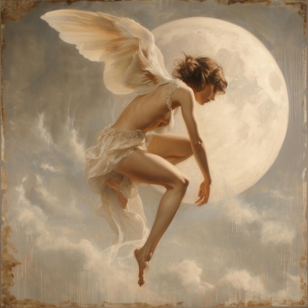 Photo angel magnificent illustration photos with big pair of wings and bright halo