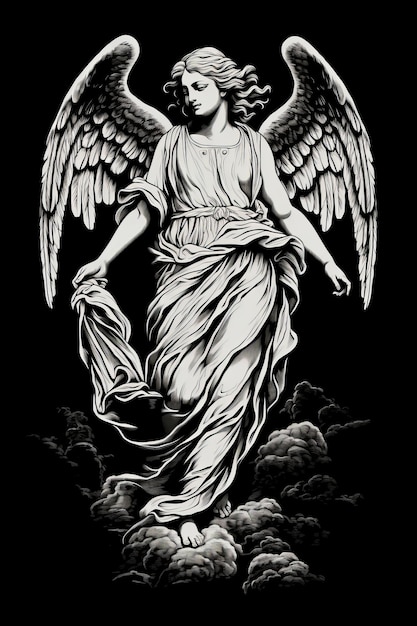 Angel magnificent illustration photos with big pair of wings and bright halo