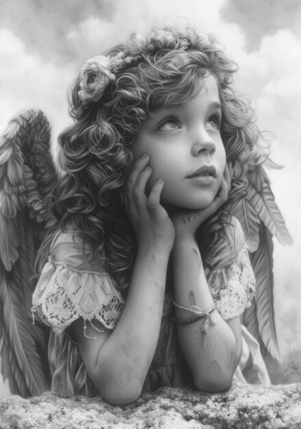 큰 날개 과 밝은 헤일로를 가진 천사 웅장한 일러스트레이션 사진