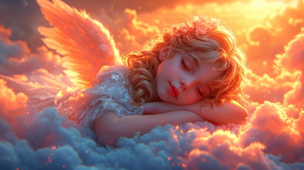 Angel magnificent illustration photos with big pair of wings and bright halo