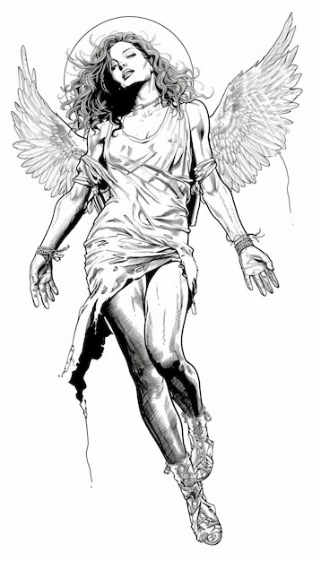 Photo angel magnificent illustration photos with big pair of wings and bright halo