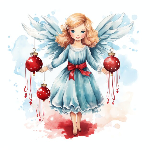 Angel Ornaments watercolor winter