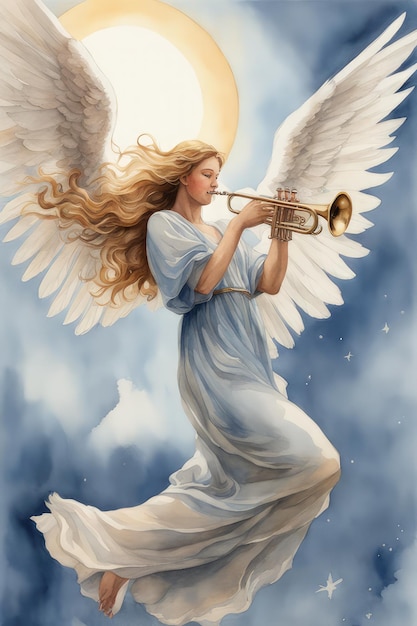 The angel playing the trumpet