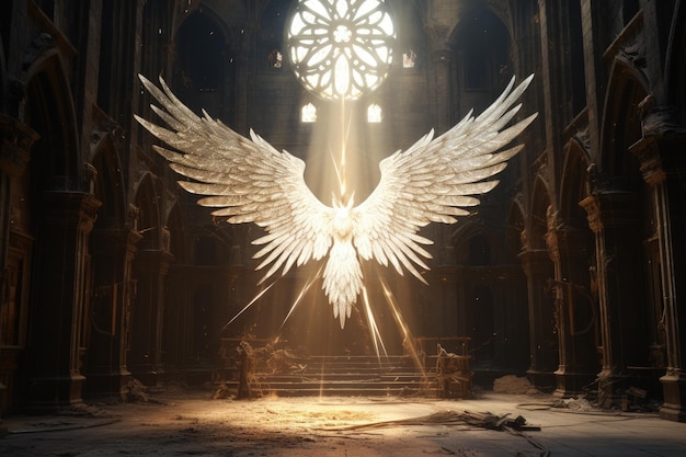 Ангел Религиозная концепция библейская вера в чудо Бога и Иисуса Христа, светлая доброта, крылья спасителя и хранителя, перья