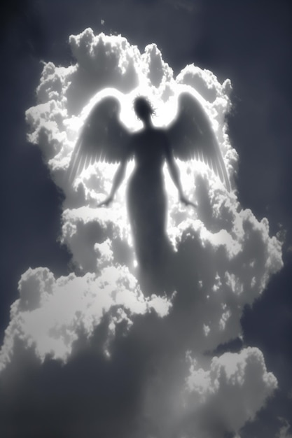 Angel in the sky from the clouds Generative AI