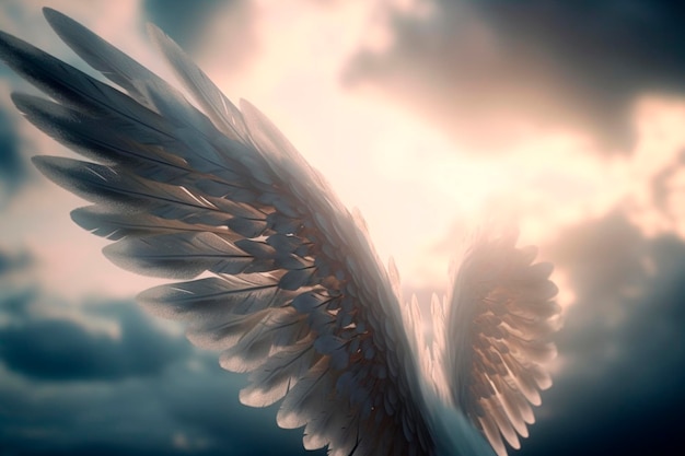 Angel wings against the sky Generative AI