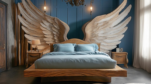 angel wings on the bed