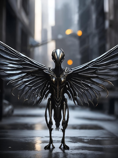 angel wings on black AI generated