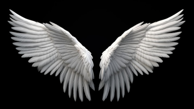 Photo angel wings on black background guardian divine ethereal