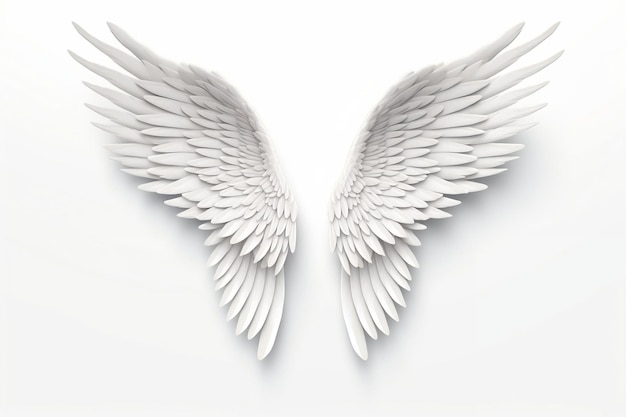 Крылья ангела, изолированные на белом фоне Генеративный AI