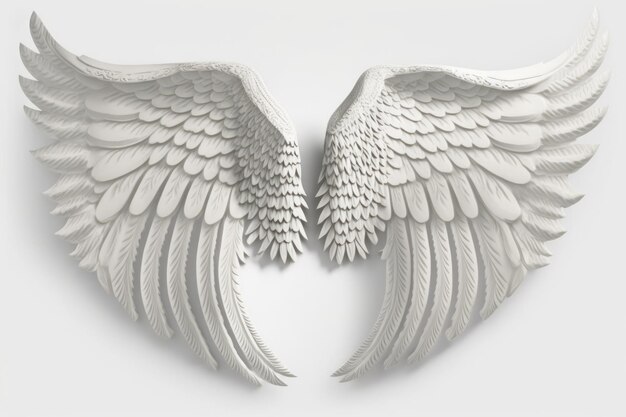 Angel wings with a clipped section isolated on a white backdrop