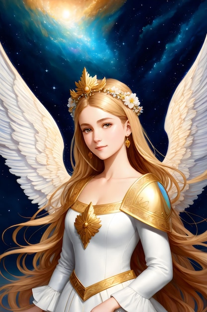 Angel with a gold crown and a gold crown