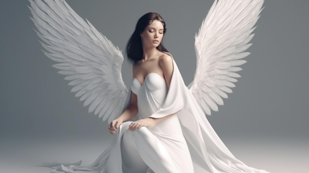 Angel with white wings on the headgenerative ai