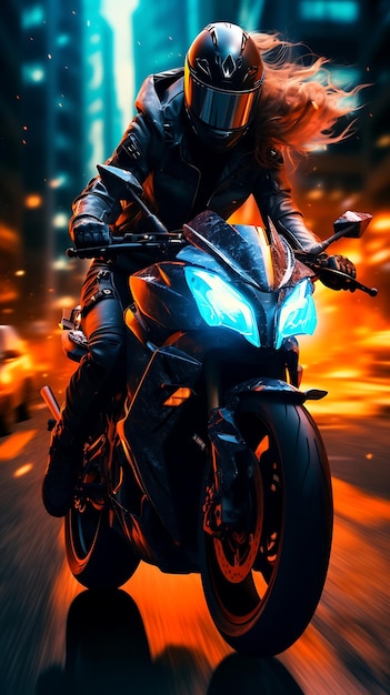 Angel Woman motorcycle riding mobile wallpaper