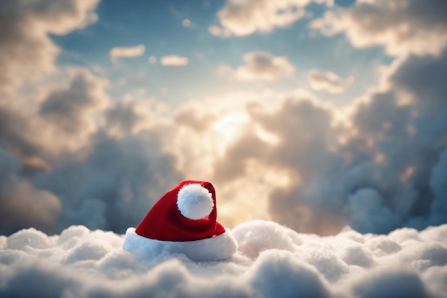 Angelic christmas hat in paradise with many cloudsxmas background wallpaper