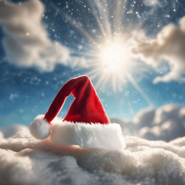 Angelic christmas hat in paradise with many cloudsxmas background wallpaper