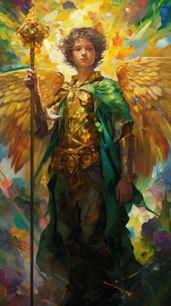 天使の守護者と杖